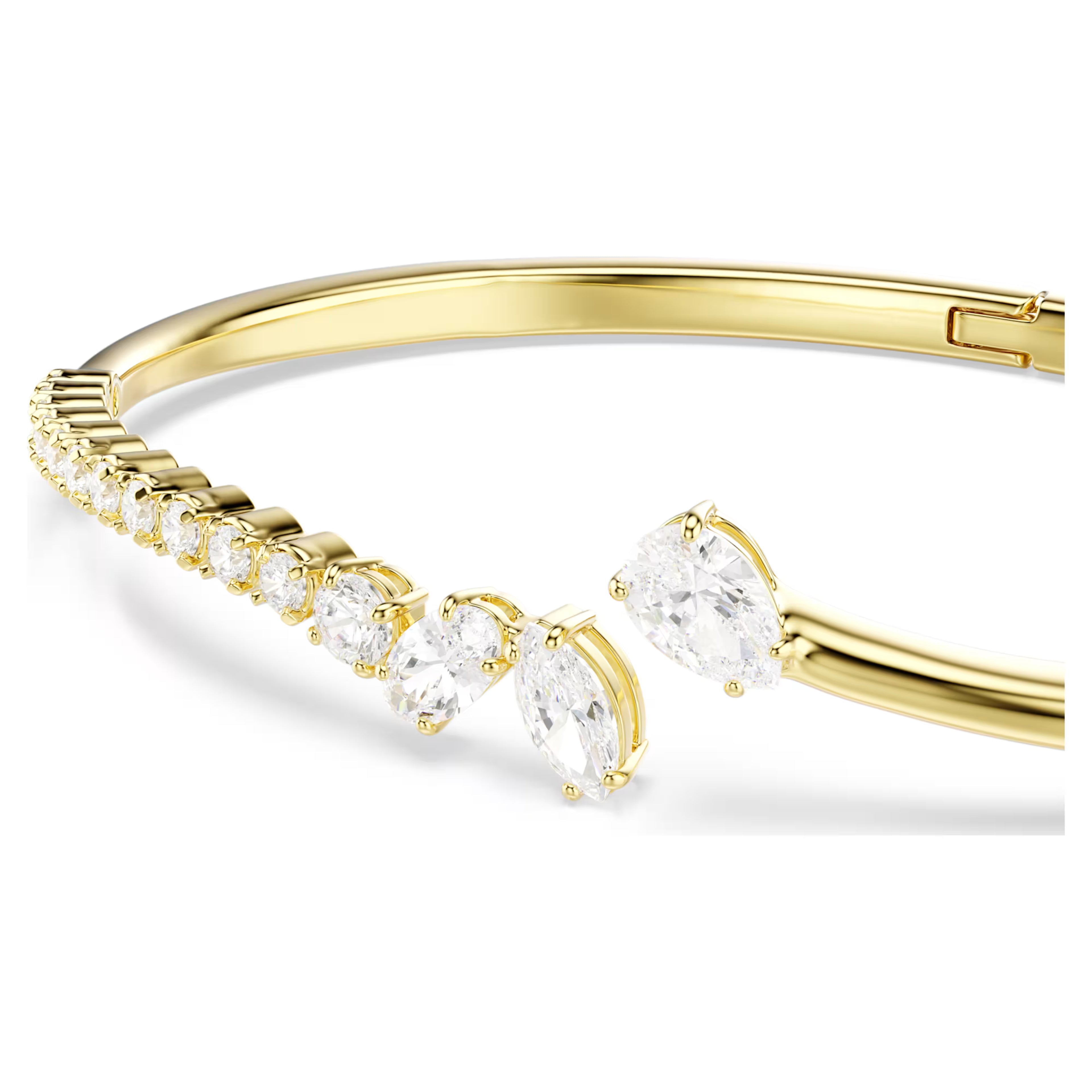 Bracciale rigido Mesmera Taglio misto, Bianco, Finitura oro 18K