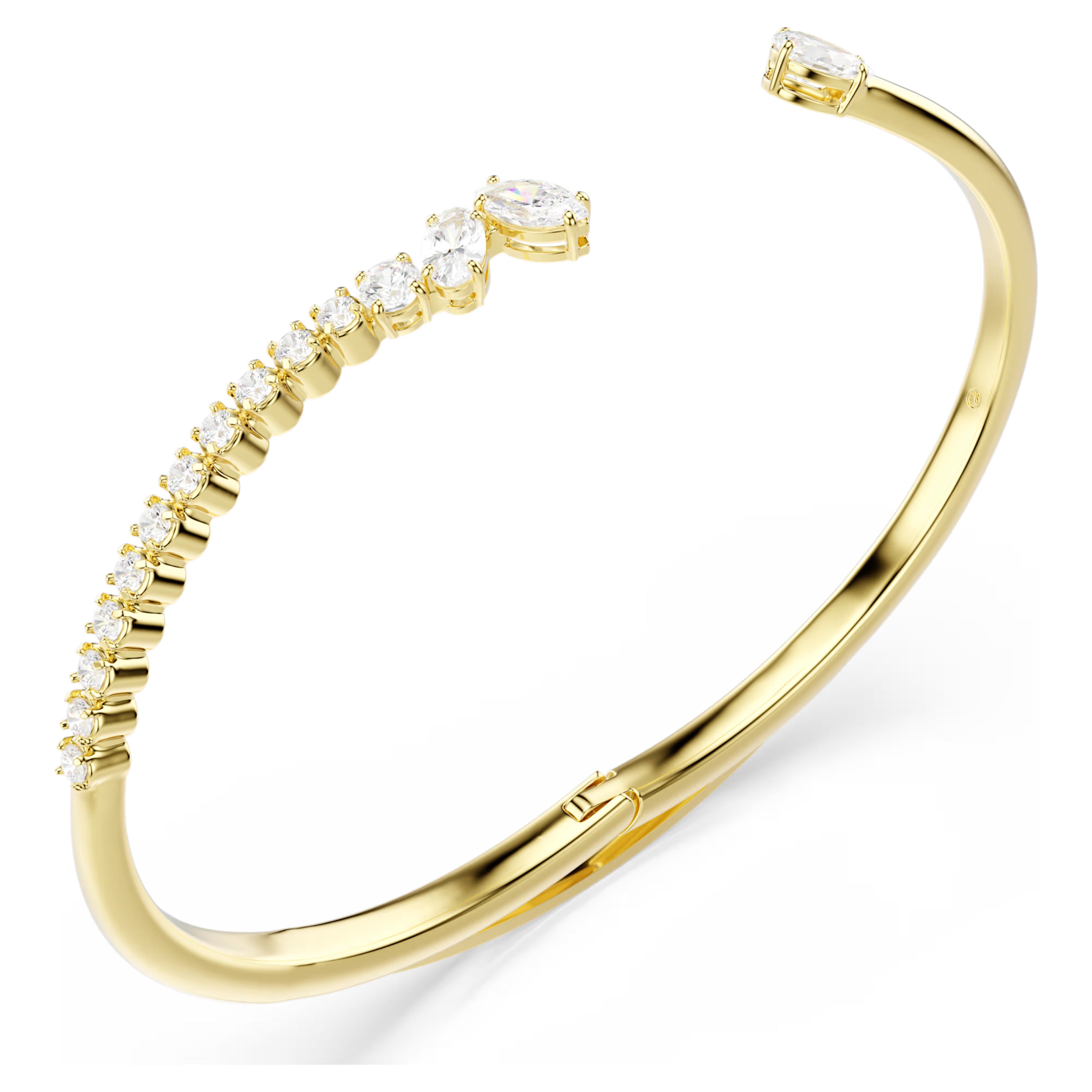 Bracciale rigido Mesmera Taglio misto, Bianco, Finitura oro 18K