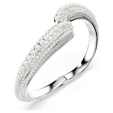 Bracciale rigido Sublima Crystal Pearl SWAROVSKI,Taglio Round Bianco Placcato rodio M - BRACCIALE