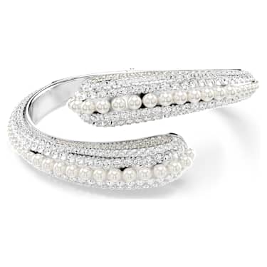 Bracciale rigido Sublima Crystal Pearl SWAROVSKI,Taglio Round Bianco Placcato rodio M - BRACCIALE