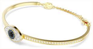 Bracciale rigido Symbolica Evil eye, Blu, Placcato color oro