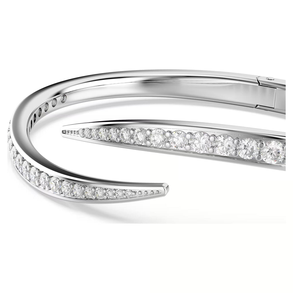 Bracciale rigido Vienna Taglio Round, Cigno, Bianco, Placcato rodio