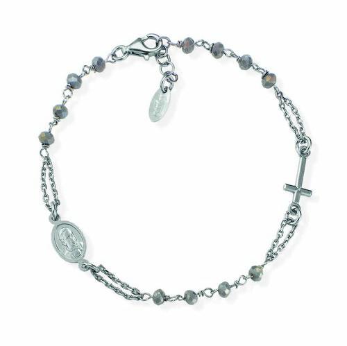 Bracciale Rosario Cristalli grigio Fumè