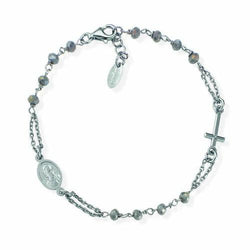 Bracciale Rosario Cristalli grigio Fumè