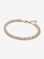 Bracciale Tennis con Pietre grandi Placcatura in Oro 14k - 18 - BRACCIALE
