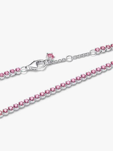 Bracciale Tennis con Pietre Rosa Piccole Argento Sterling 925 - BRACCIALE