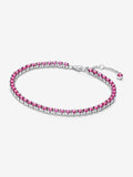 Bracciale Tennis Cristalli Rosa Scuro Argento Sterling 925 - 16 - BRACCIALE