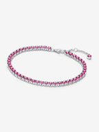 Bracciale Tennis Cristalli Rosa Scuro Argento Sterling 925 - 16 - BRACCIALE