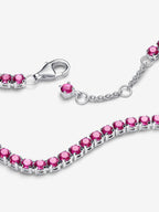 Bracciale Tennis Cristalli Rosa Scuro Argento Sterling 925 - BRACCIALE