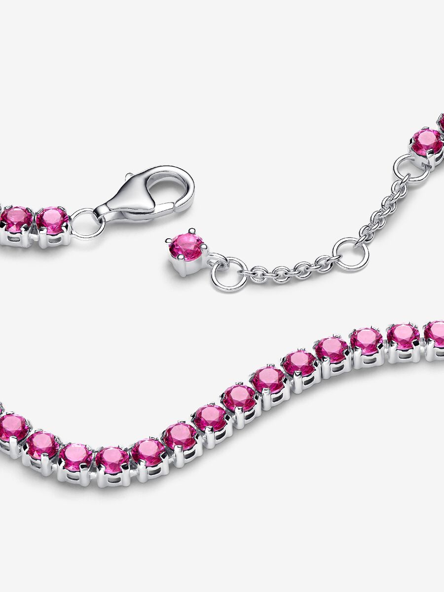 Bracciale Tennis Cristalli Rosa Scuro Argento Sterling 925 - BRACCIALE