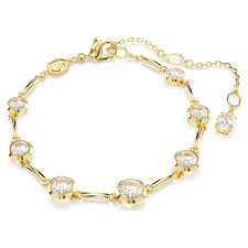 Bracciale Tennis Imber Tagli arrotondati misti Bianco Placcato color oro - BRACCIALE