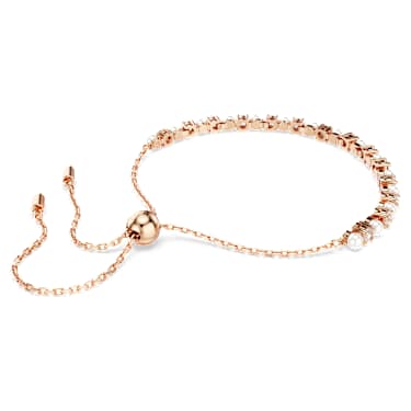 Bracciale Tennis Matrix Crystal Pearl tagli Round Bianco Placcato color oro rosa - BRACCIALE