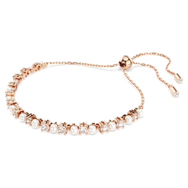 Bracciale Tennis Matrix Crystal Pearl tagli Round Bianco Placcato color oro rosa - BRACCIALE