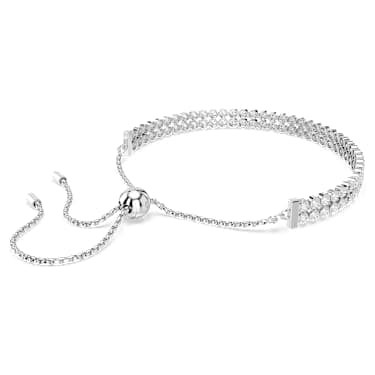 Bracciale Tennis Matrix Taglio Round Bianco Placcato rodio - BRACCIALE