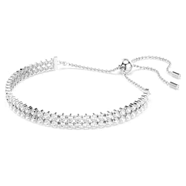 Bracciale Tennis Matrix Taglio Round Bianco Placcato rodio - BRACCIALE