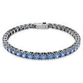 Bracciale Tennis Matrix Taglio Round Blu Placcato rutenio - BRACCIALE