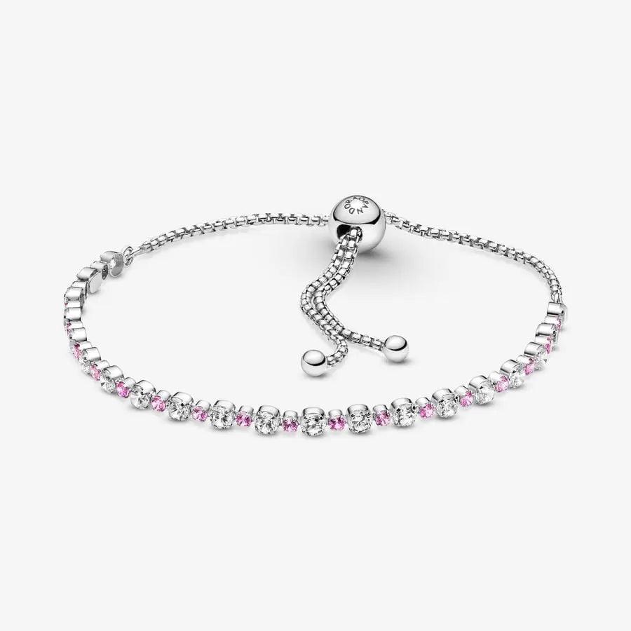 Bracciale Tennis Rosa con Chiusura Regolabile