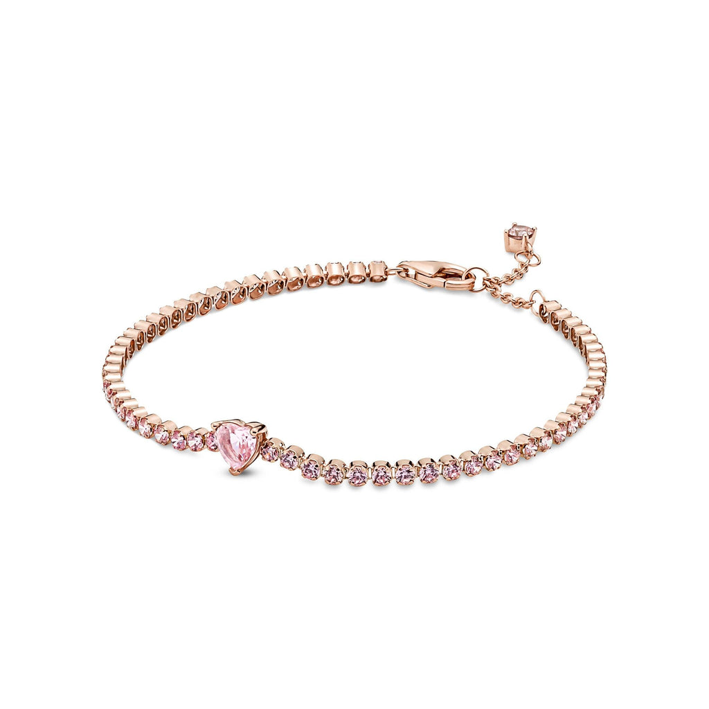 Bracciale Tennis Rosa con Cuore in Rilievo 20