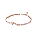 Bracciale Tennis Rosa con Cuore in Rilievo 20
