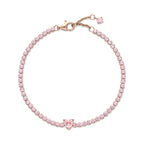 Bracciale Tennis Rosa con Cuore in Rilievo