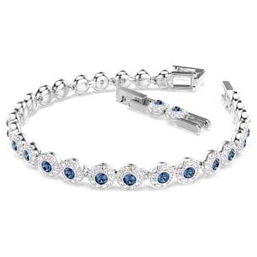 Bracciale Tennis Una Angelic Taglio Round Blu Placcato rodio - BRACCIALE