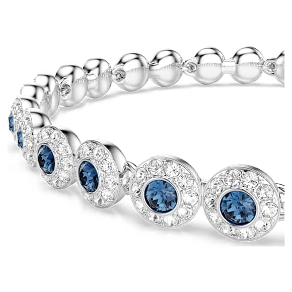 Bracciale Tennis Una Angelic Taglio Round Blu Placcato rodio - BRACCIALE