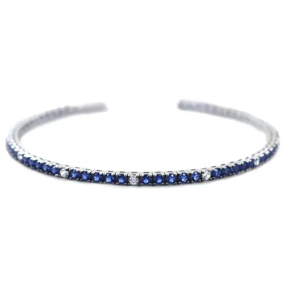Bracciale Uomo Tennis Zancan in Argento 925 Zirconi Blu e Bianchi - ESB123 - BRACCIALE