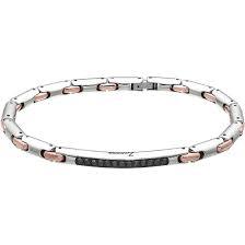 Bracciale Zancan in acciaio con pietre nere.