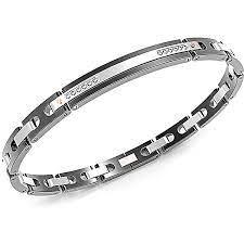 Bracciale Zancan in acciaio nero e zaffiri bianchi.