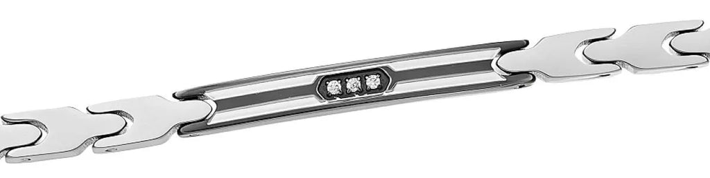 Bracciale Zancan Uomo in Acciaio Nero con Zirconi Bianchi - UHB123 - BRACCIALE