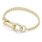 Braccialetto Dextera Pavé, Link misti, Bianco, Placcato color oro