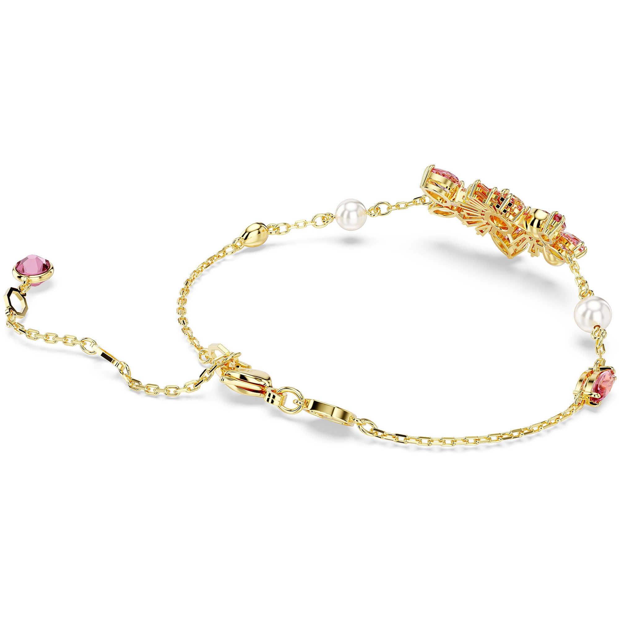 Braccialetto Gema Taglio misto, Fiore, Rosa, Placcato color oro