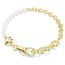 Braccialetto Idyllia Crystal Pearl Bianco Placcato color oro - BRACCIALE