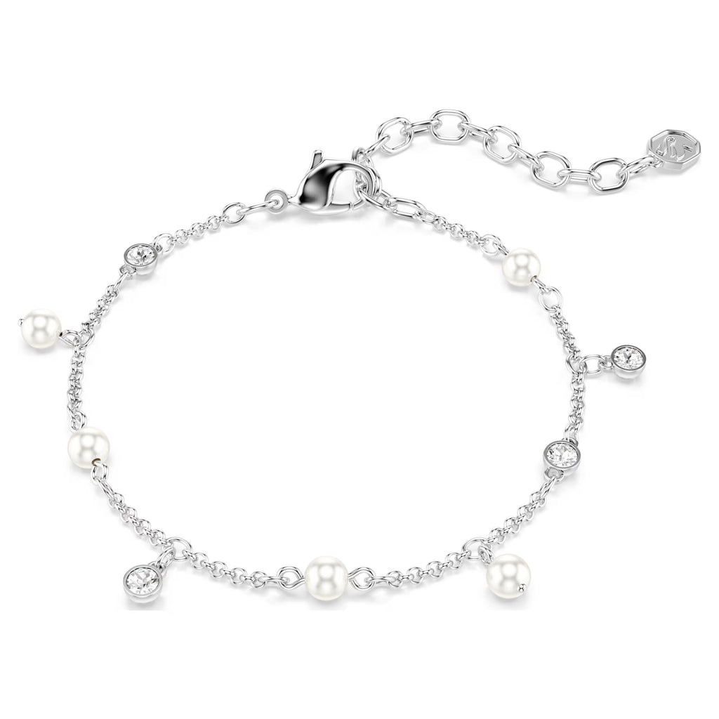 Braccialetto Imber Crystal Pearl, Taglio Round, Bianco, Placcato rodio