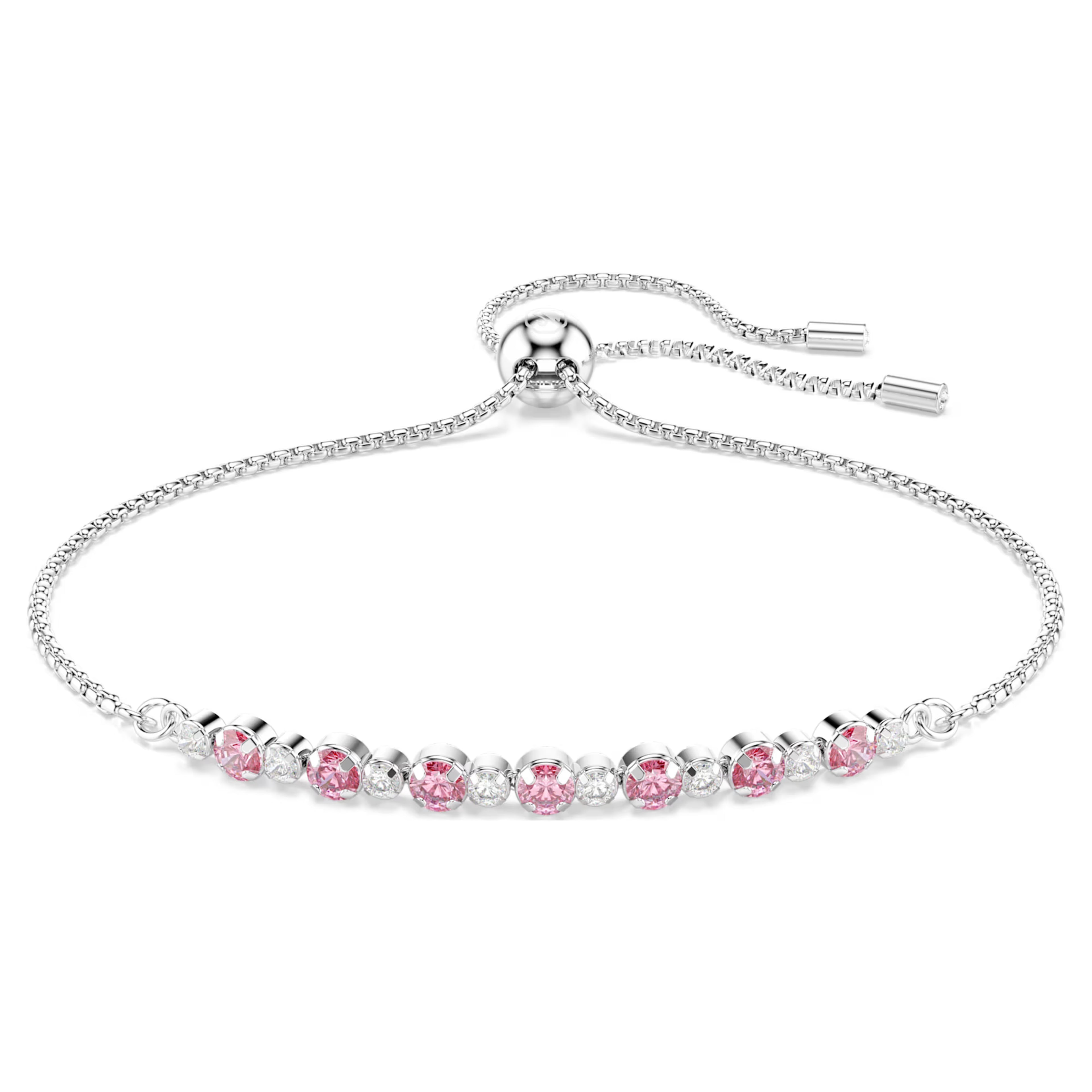 Braccialetto Matrix Taglio Round, Rosa, Placcato rodio