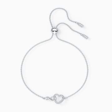 BRACCIALETTO SWAROVSKI INFINITY HEART, BIANCO, PLACCATO RODIO