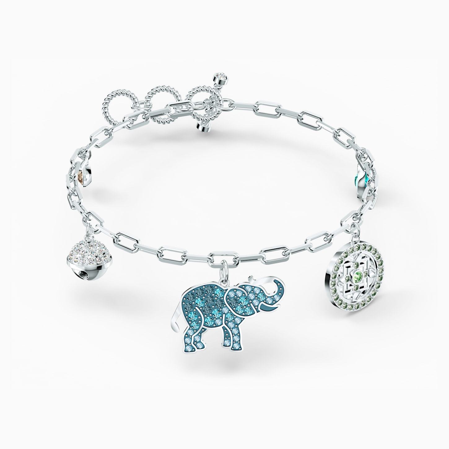 BRACCIALETTO SWAROVSKI SYMBOLIC ELEPHANT, MULTICOLORE CHIARO, PLACCATO RODIO