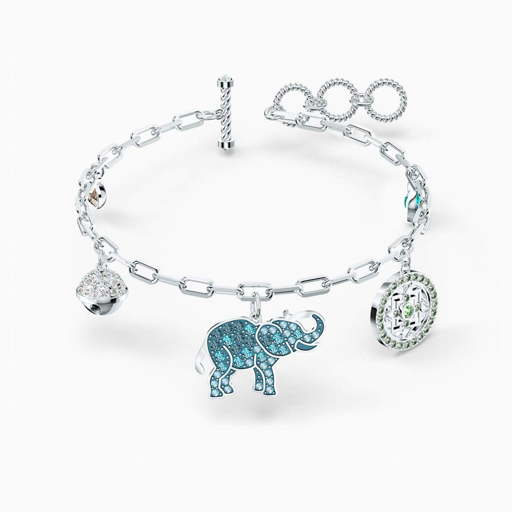 BRACCIALETTO SWAROVSKI SYMBOLIC ELEPHANT, MULTICOLORE CHIARO, PLACCATO RODIO