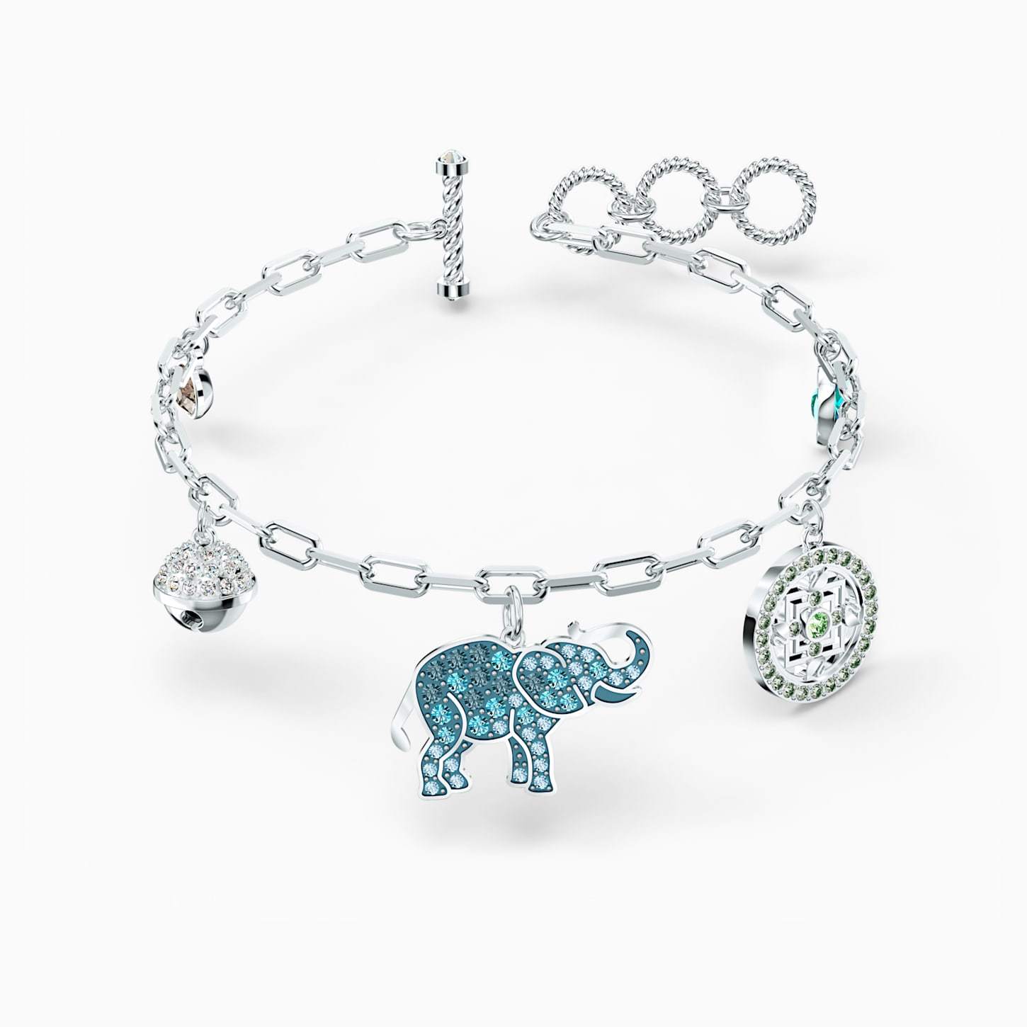 BRACCIALETTO SWAROVSKI SYMBOLIC ELEPHANT, MULTICOLORE CHIARO, PLACCATO RODIO
