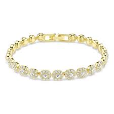 Braccialetto Una Angelic Taglio Round Bianco Placcato color oro - BRACCIALE