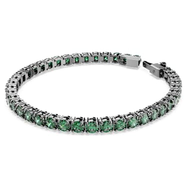 Bracciale Tennis Matrix Taglio Round Verde Placcato rutenio - BRACCIALE
