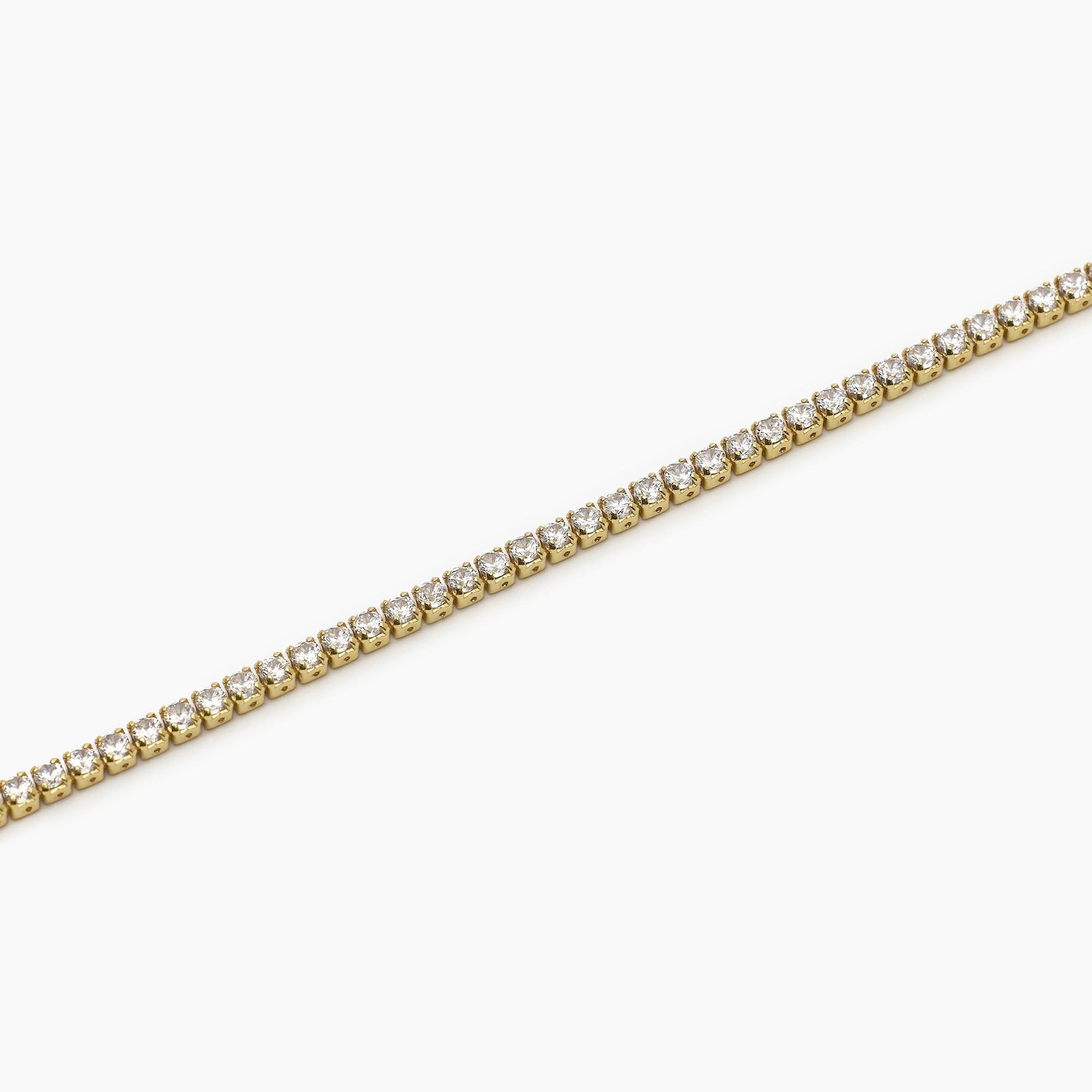 Cavigliera MINI TENNIS in Argento Placcato Oro con Zirconi Bianchi