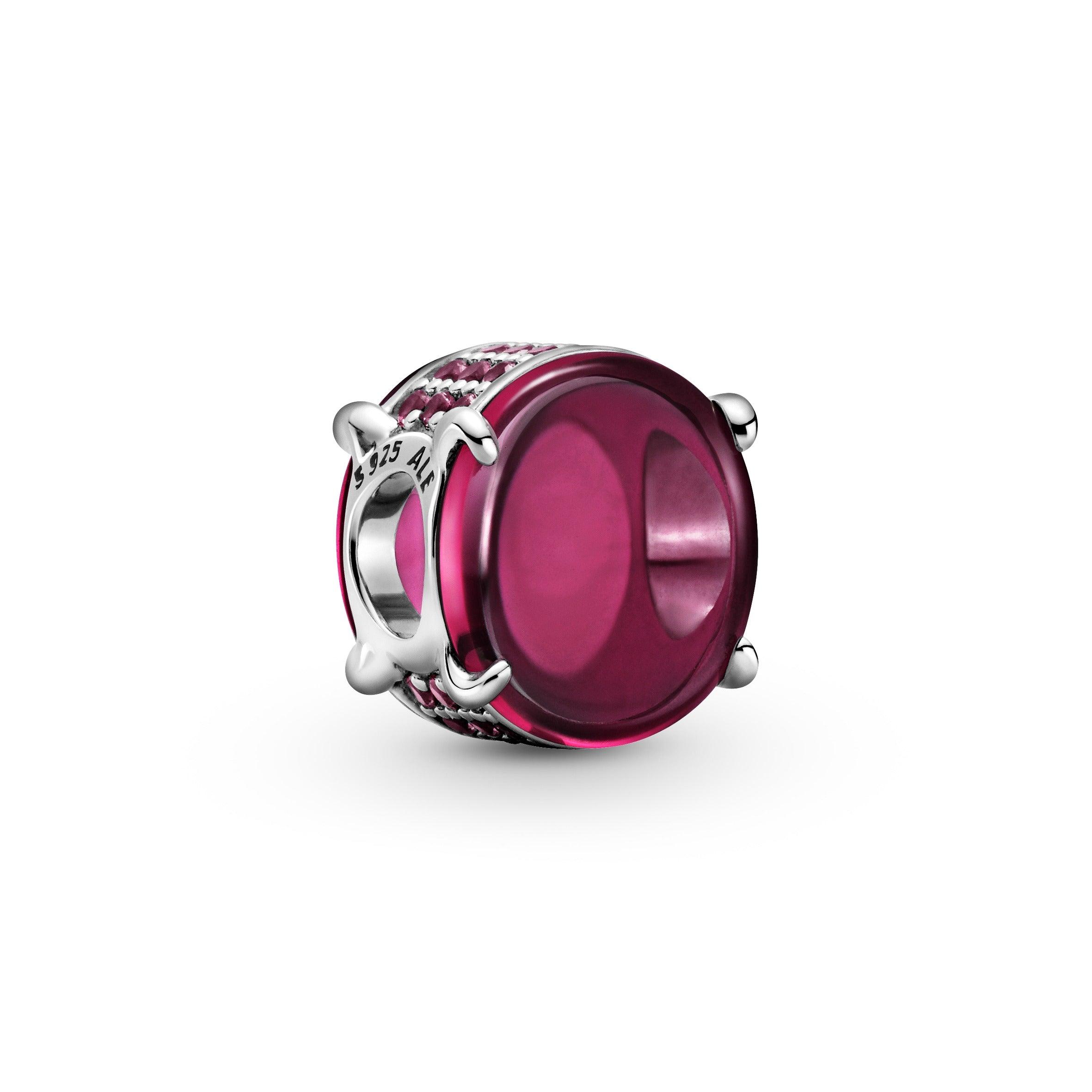Charm con pietra cabochon ovale fucsia