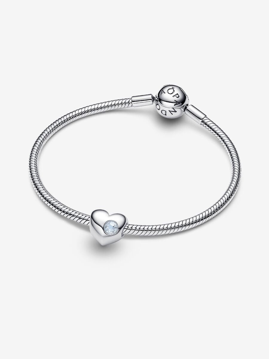 Charm Cuore con Pietra Azzurra Marzo da incidere Argento Sterling 925 - CHARM