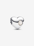 Charm Cuore con Pietra Bianca Madreperla Artificiale Giugno da incidere Argento Sterling 925 - CHARM