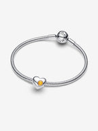Charm Cuore con Pietra Miele Novembre da incidere Argento Sterling 925 - CHARM