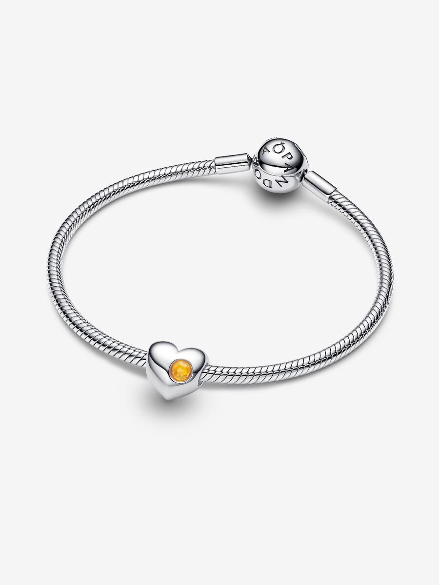 Charm Cuore con Pietra Miele Novembre da incidere Argento Sterling 925 - CHARM
