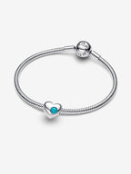 Charm Cuore con Pietra Turchese Dicembre da incidere Argento Sterling 925 - CHARM