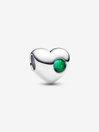Charm Cuore con Pietra Verde Maggio da incidere Argento Sterling 925 - CHARM