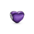 Charm Cuore Metallico Viola